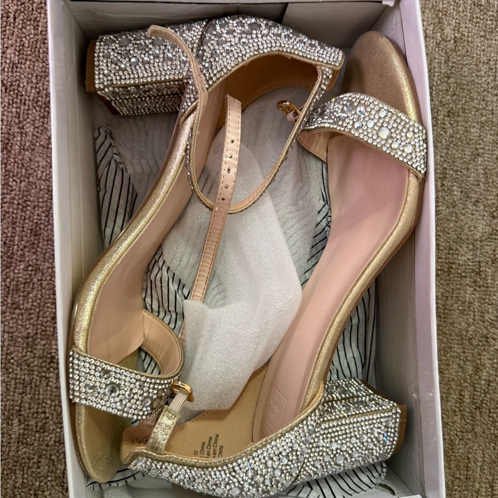 David's Bridal Gold and Silver Embellished Heels